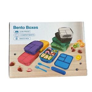 Amathley Bento Box Leakproof 4-Compartment Lunch Box with Utensils